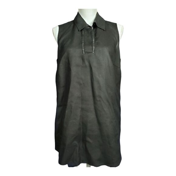 Chico's Top Size Small Black 100% Linen Sleeveless Lagenlook  Neutral Minimalist - Picture 7 of 7